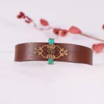 دستبند چرم فیروزه زنانه کد 2410