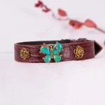 دستبند چرم فیروزه زنانه کد 2414