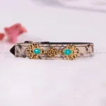 دستبند چرم فیروزه زنانه کد 2419