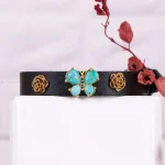 دستبند چرم فیروزه زنانه کد 2425