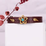 دستبند چرم فیروزه زنانه کد 2426