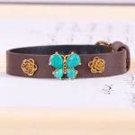 دستبند چرم فیروزه زنانه کد 2442