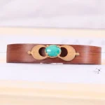 دستبند چرم فیروزه زنانه کد 2440