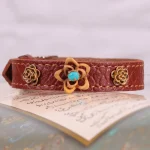 دستبند چرم فیروزه زنانه کد 2436