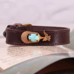 دستبند چرم فیروزه زنانه کد 2435