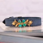 دستبند چرم فیروزه زنانه کد 2433