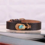 دستبند چرم فیروزه زنانه کد 2432
