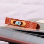 دستبند چرم فیروزه زنانه کد 2431