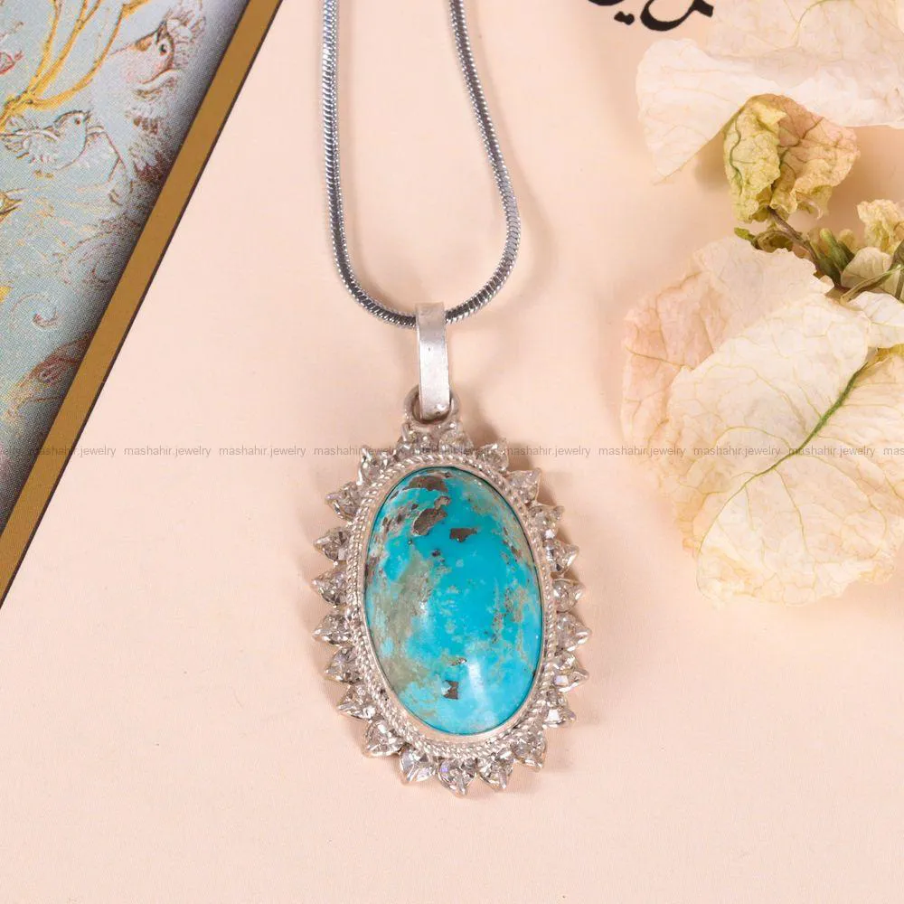 گردنبند فیروزه زنانه کد 2459