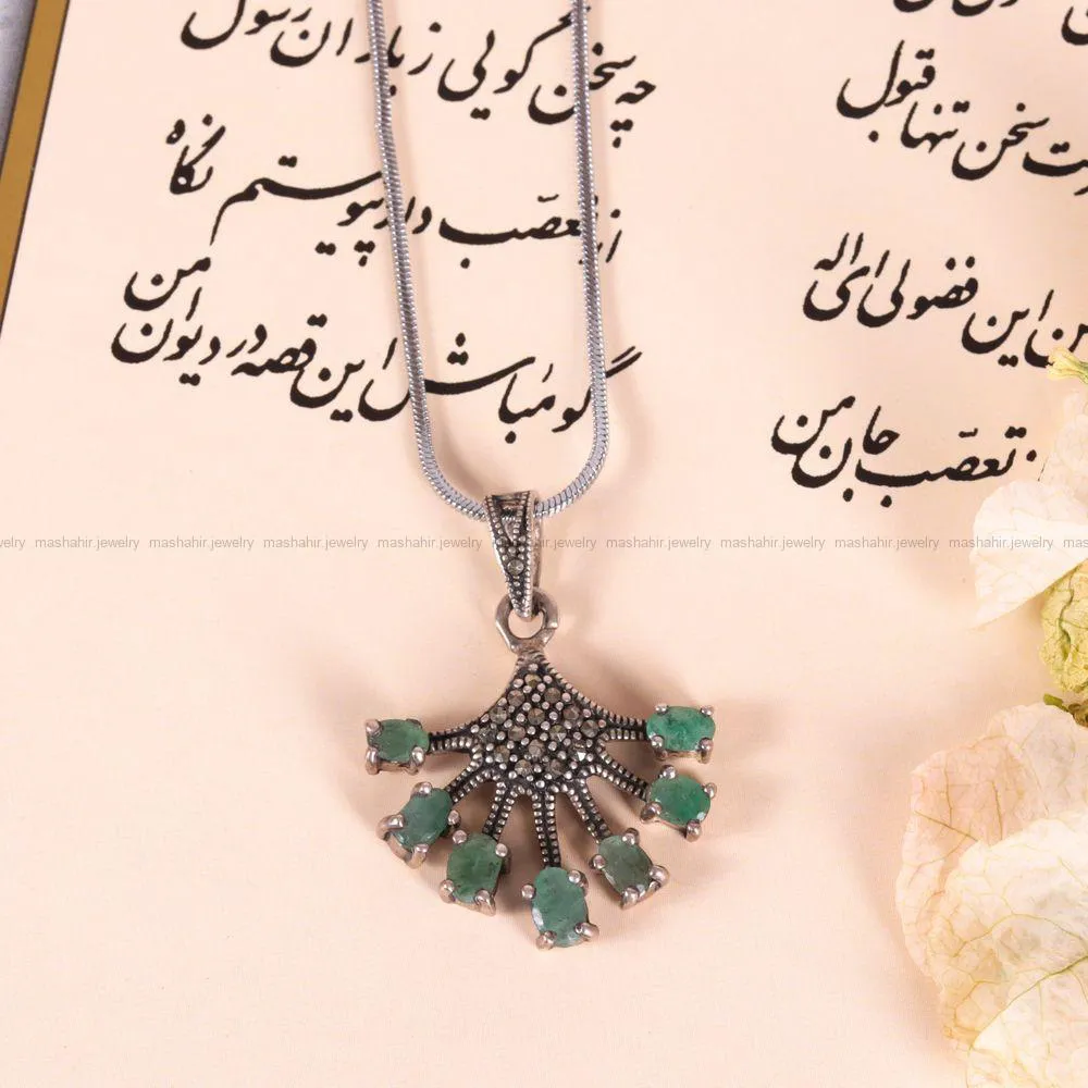 گردنبند زمرد زنانه کد 2460