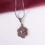 گردنبند یاقوت سرخ زنانه کد 2487