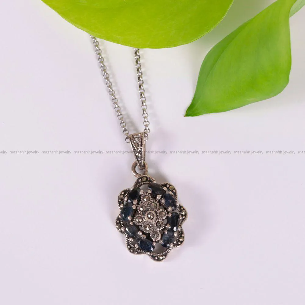 گردنبند یاقوت کبود زنانه کد 2510