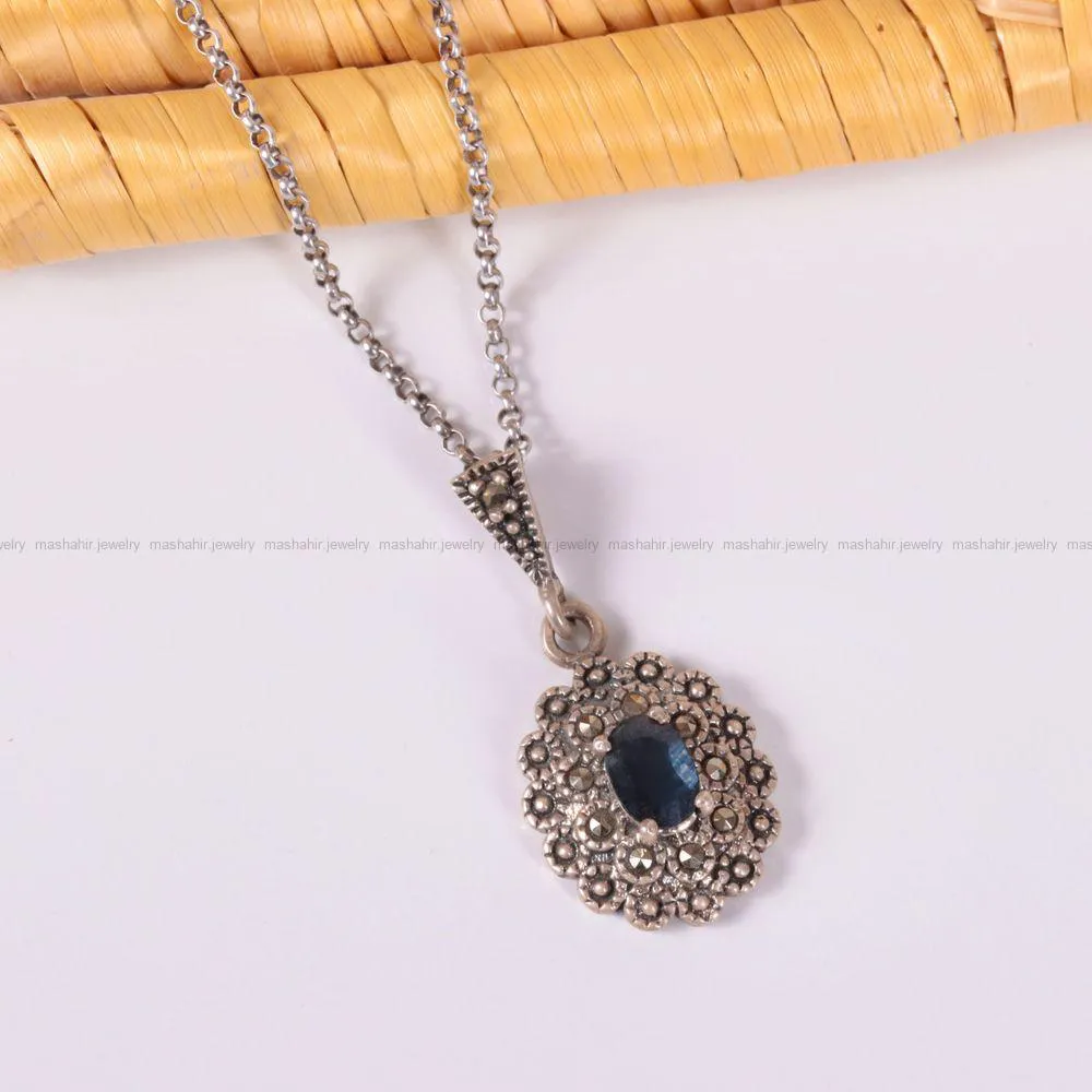 گردنبند یاقوت کبود زنانه کد 2516