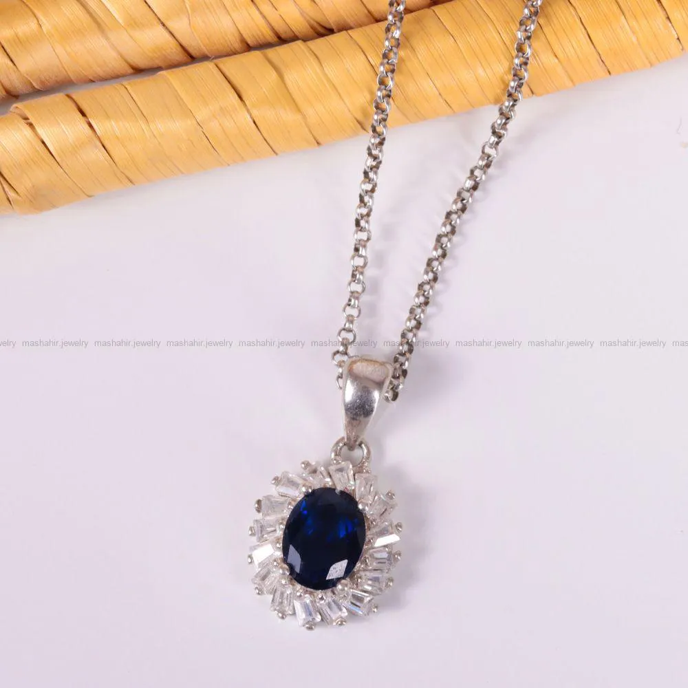 گردنبند یاقوت کبود زنانه کد 2518