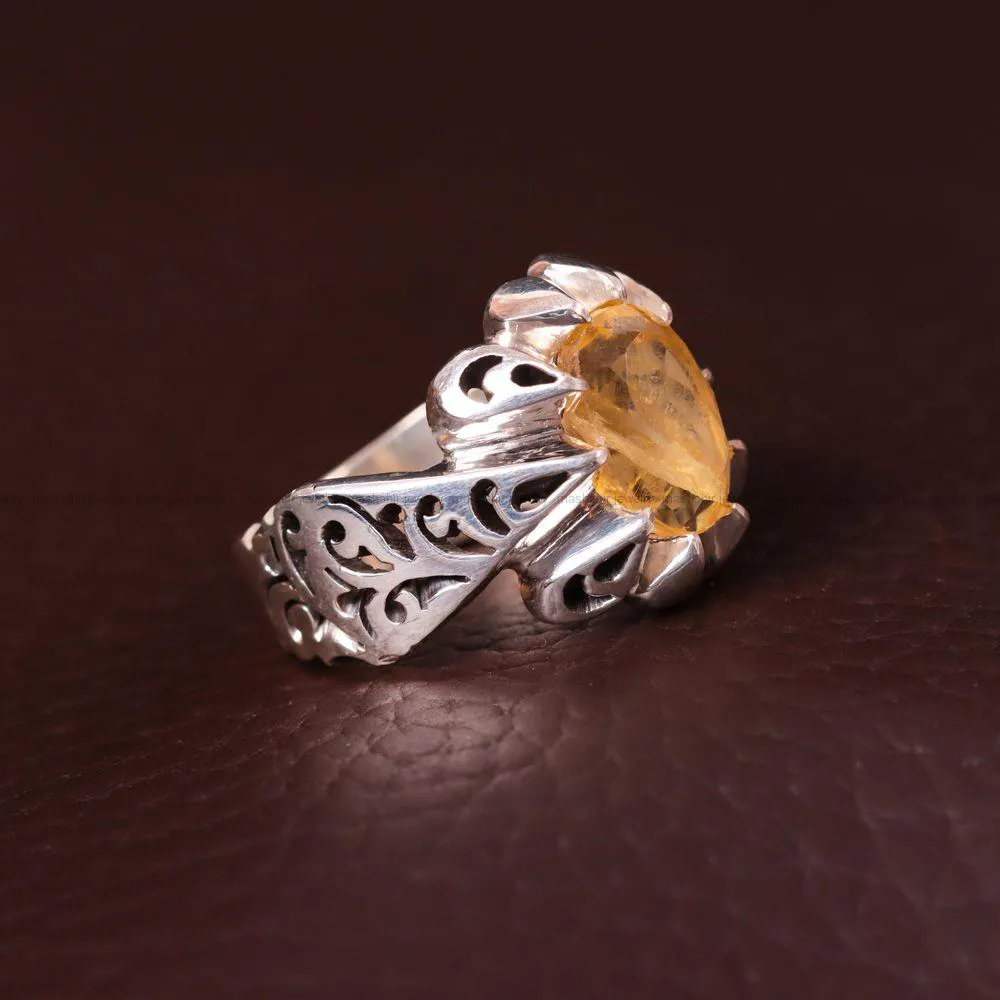 انگشتر یاقوت زرد مردانه کد 2528