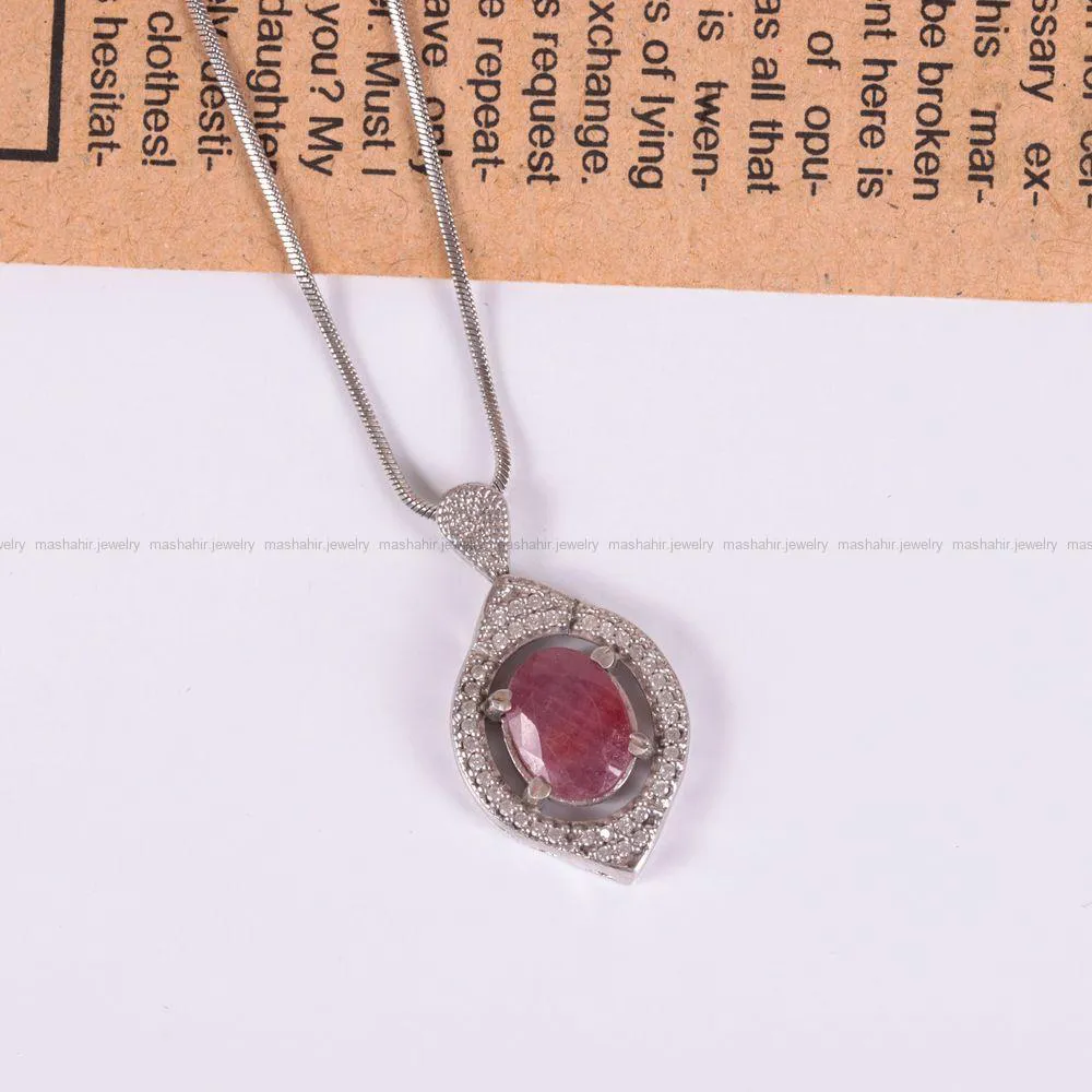 گردنبند یاقوت سرخ زنانه کد 2546