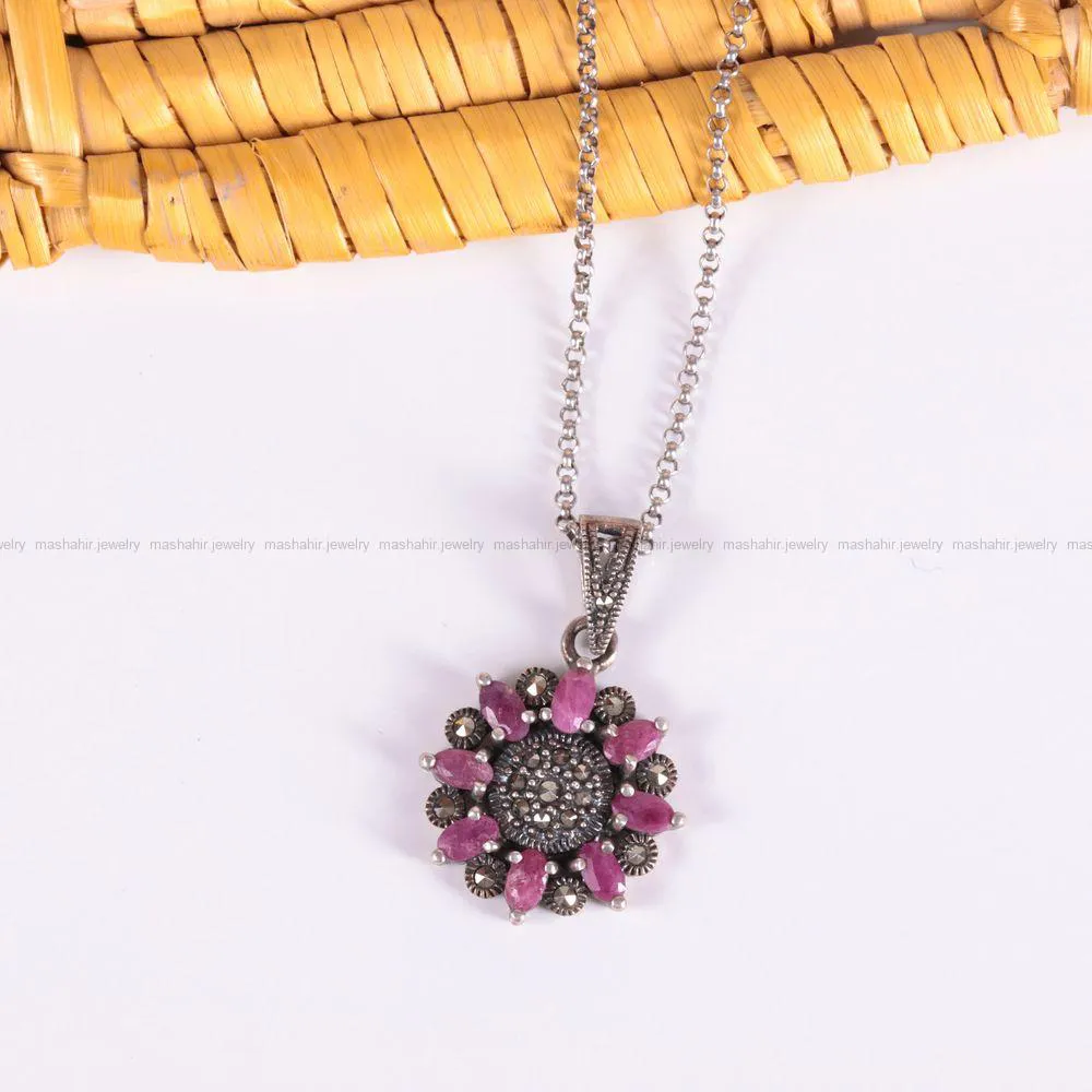 گردنبند یاقوت سرخ زنانه کد 2556