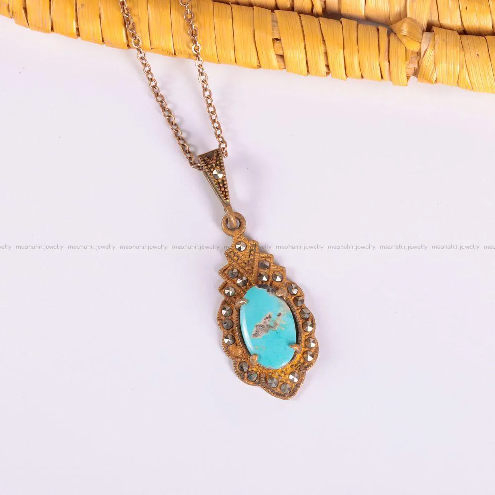 گردنبند فیروزه زنانه کد 2559