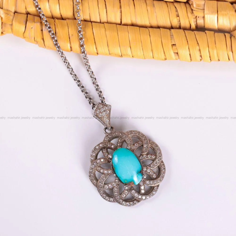 گردنبند فیروزه زنانه کد 2562