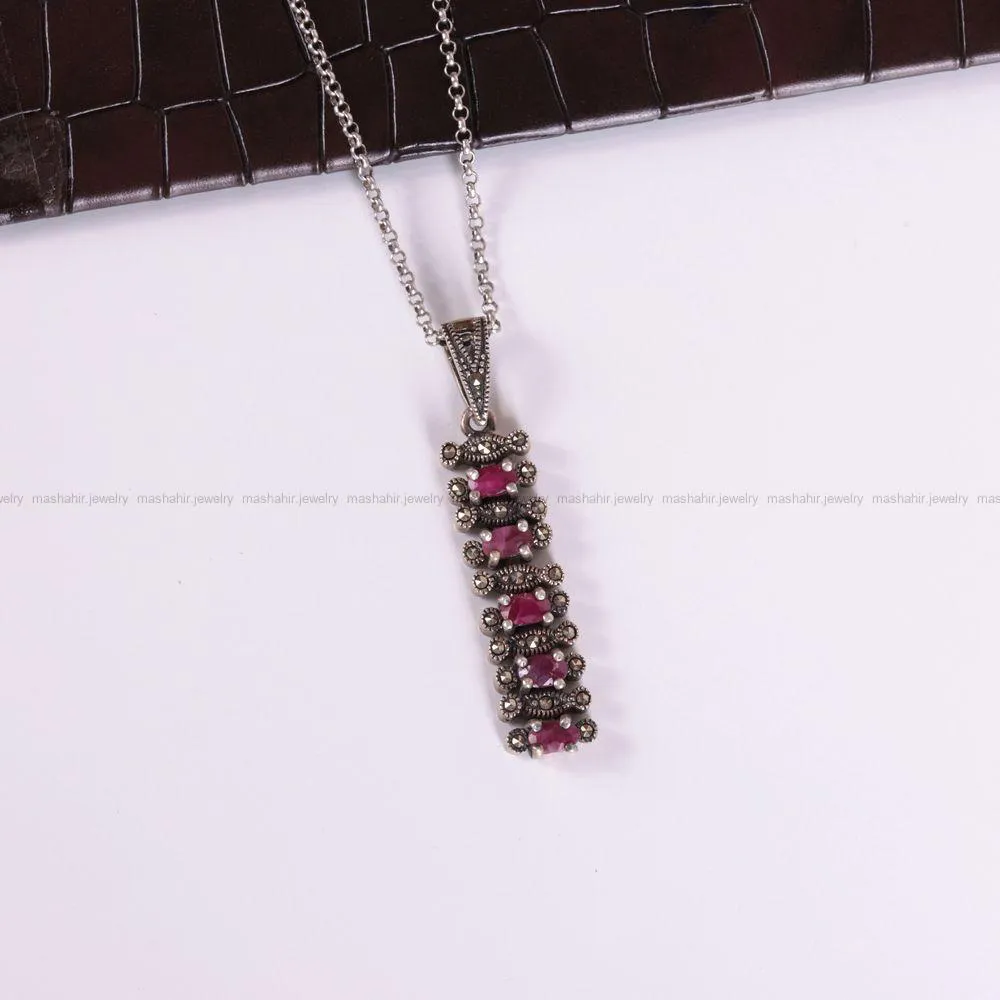 گردنبند یاقوت سرخ زنانه کد 2570