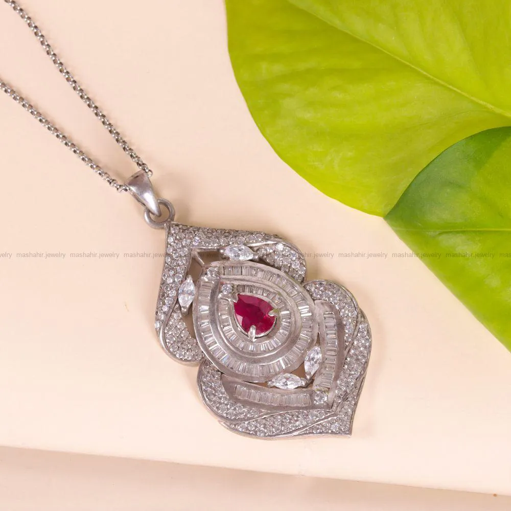 گردنبند یاقوت سرخ زنانه کد 2608