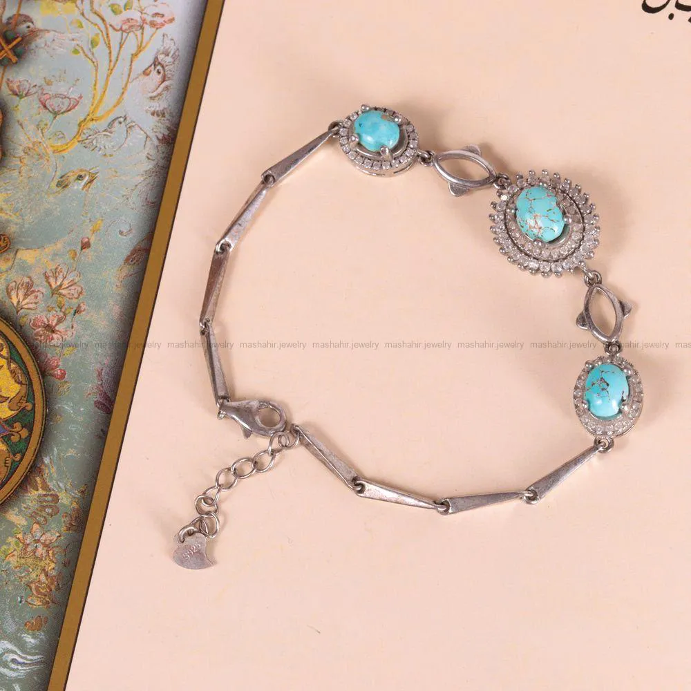 دستبند فیروزه زنانه کد 2634