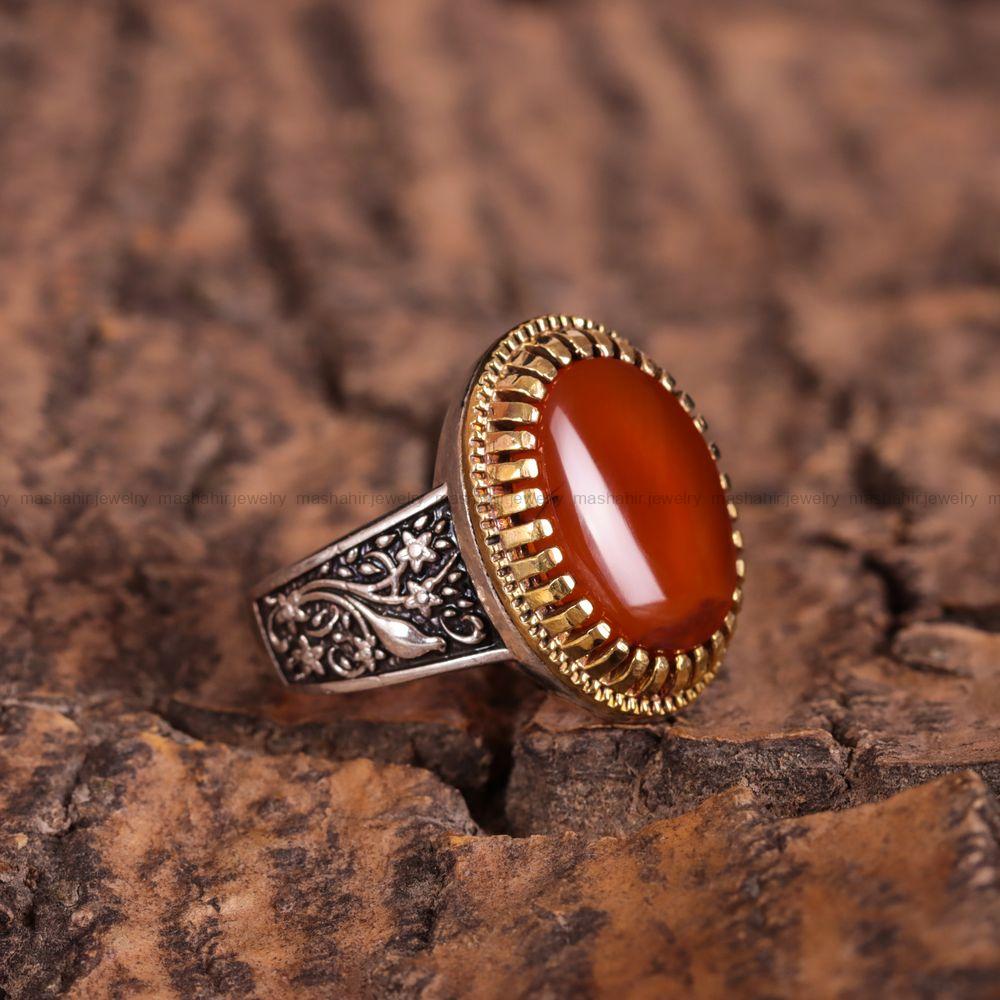 انگشتر عقیق یمن مردانه کد 3039