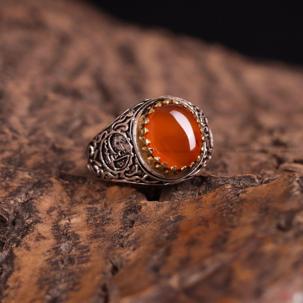 انگشتر عقیق یمن مردانه کد 3040