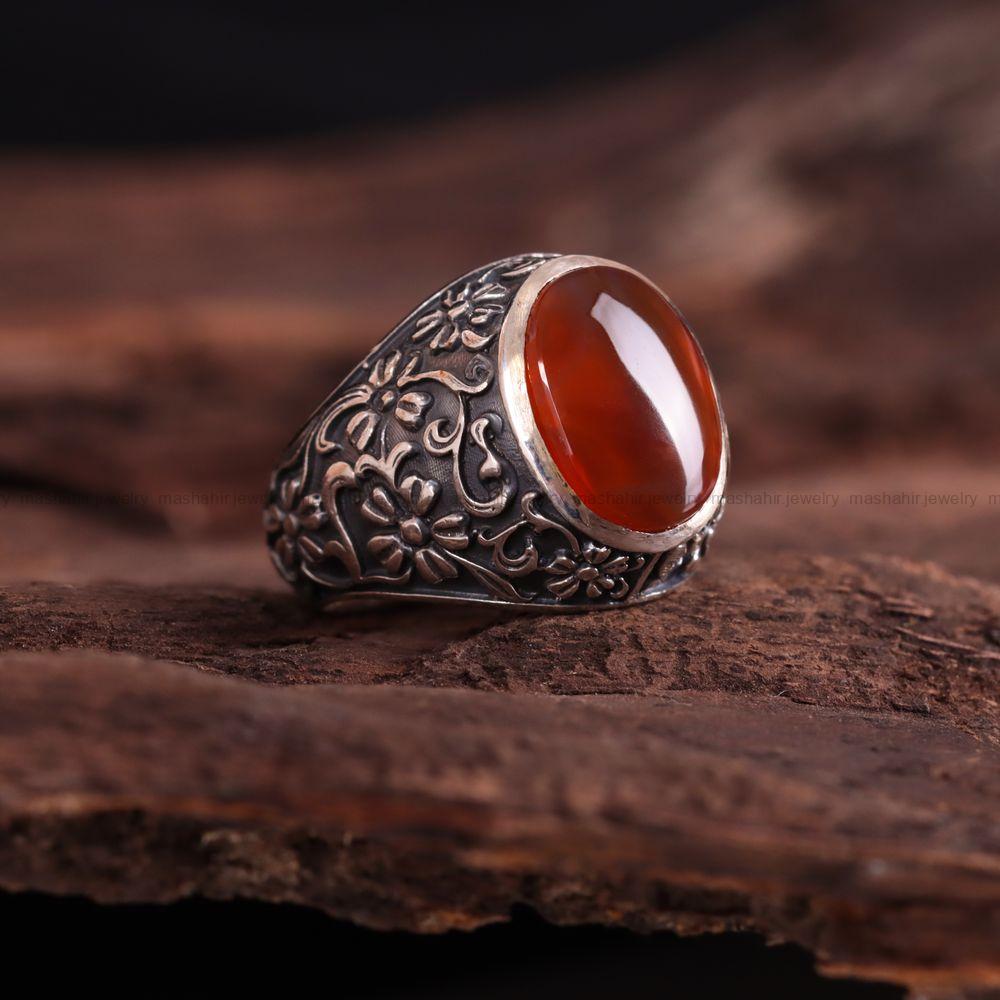 انگشتر عقیق یمن مردانه کد 3045