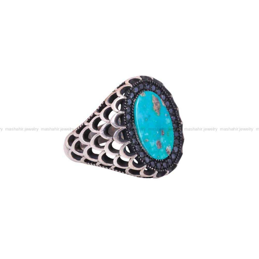 انگشتر فیروزه شجری مردانه کد 3139