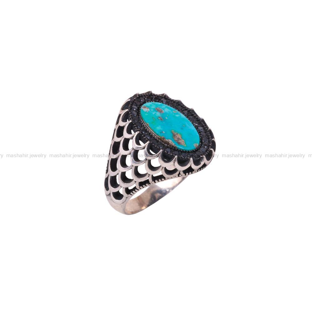 انگشتر فیروزه شجری مردانه کد 3139