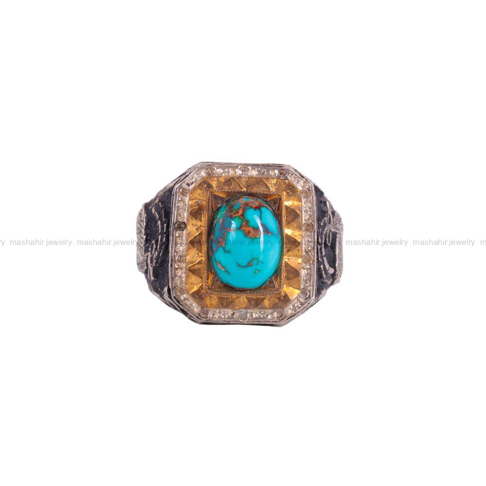 انگشتر فیروزه شجری مردانه کد 3158