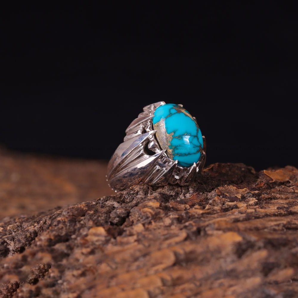 انگشتر فیروزه شجری مردانه کد 3073