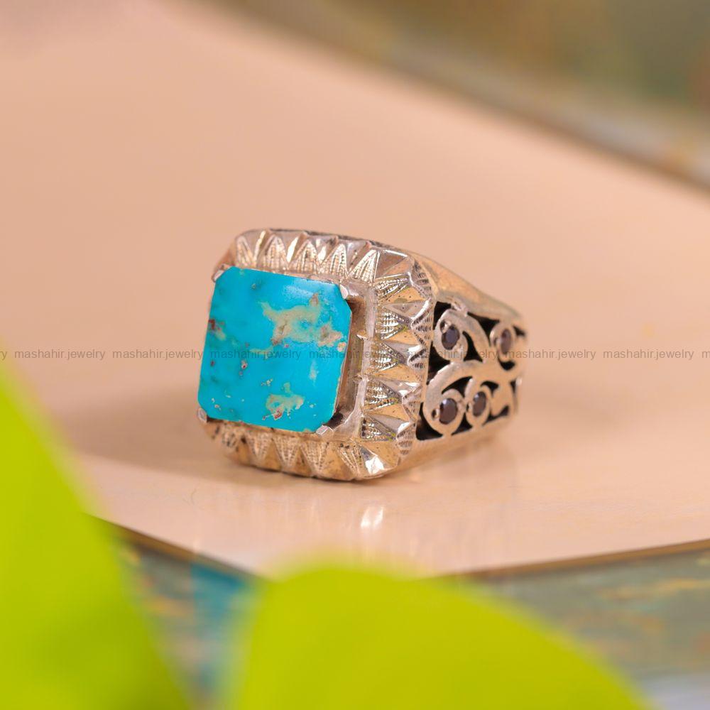 انگشتر فیروزه شجری مردانه کد 3204