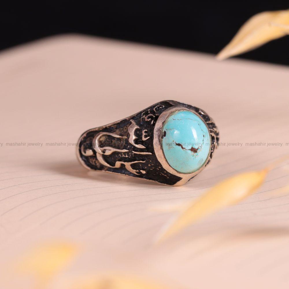 انگشتر فیروزه شجری مردانه کد 3137