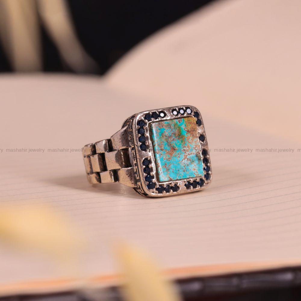 انگشتر فیروزه شجری مردانه کد 3140