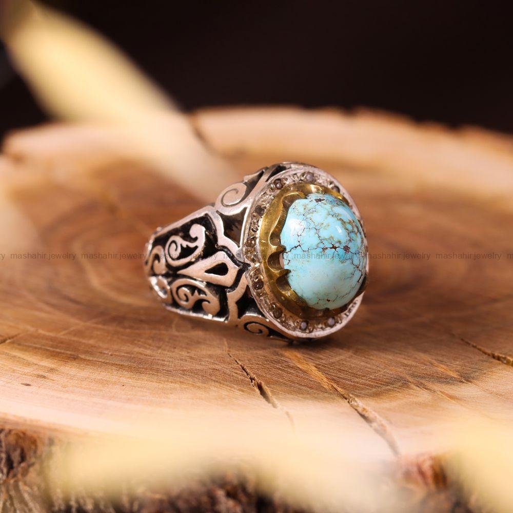 انگشتر فیروزه شجری مردانه کد 3352