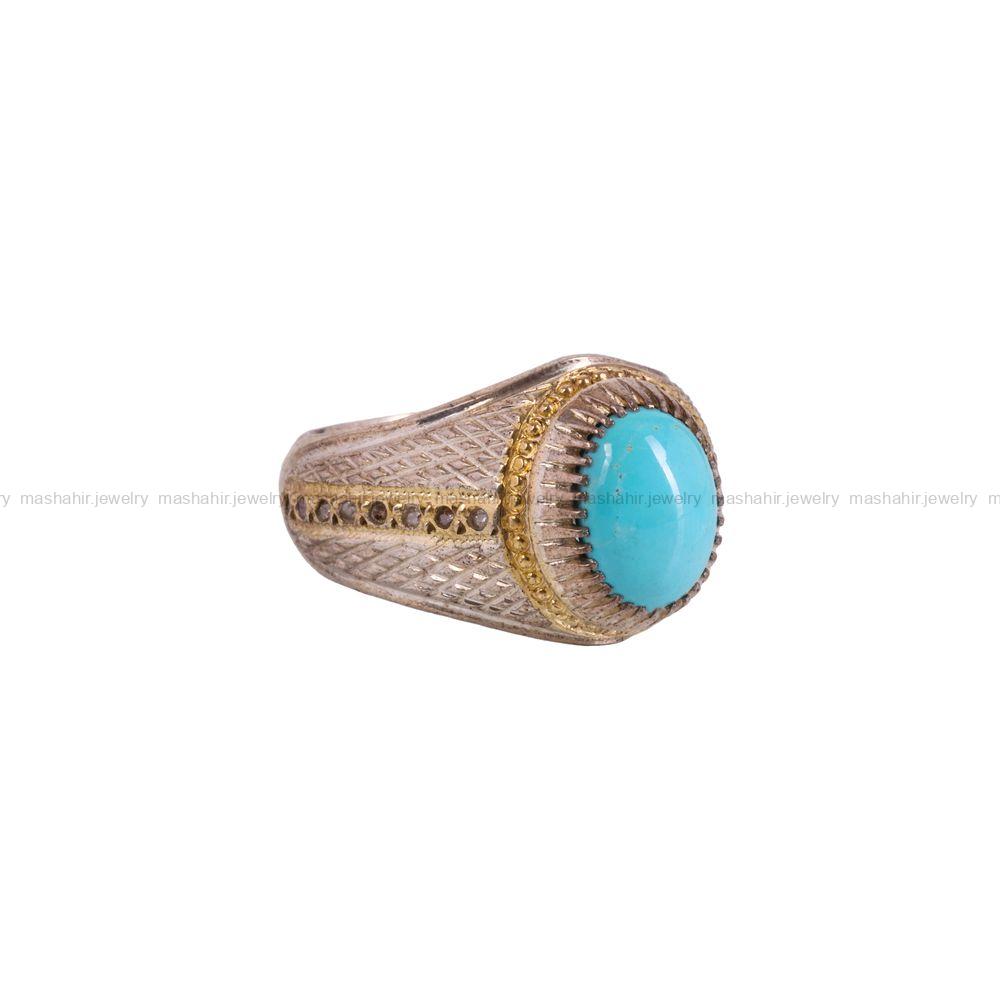 انگشتر فیروزه عجمی مردانه کد 3246