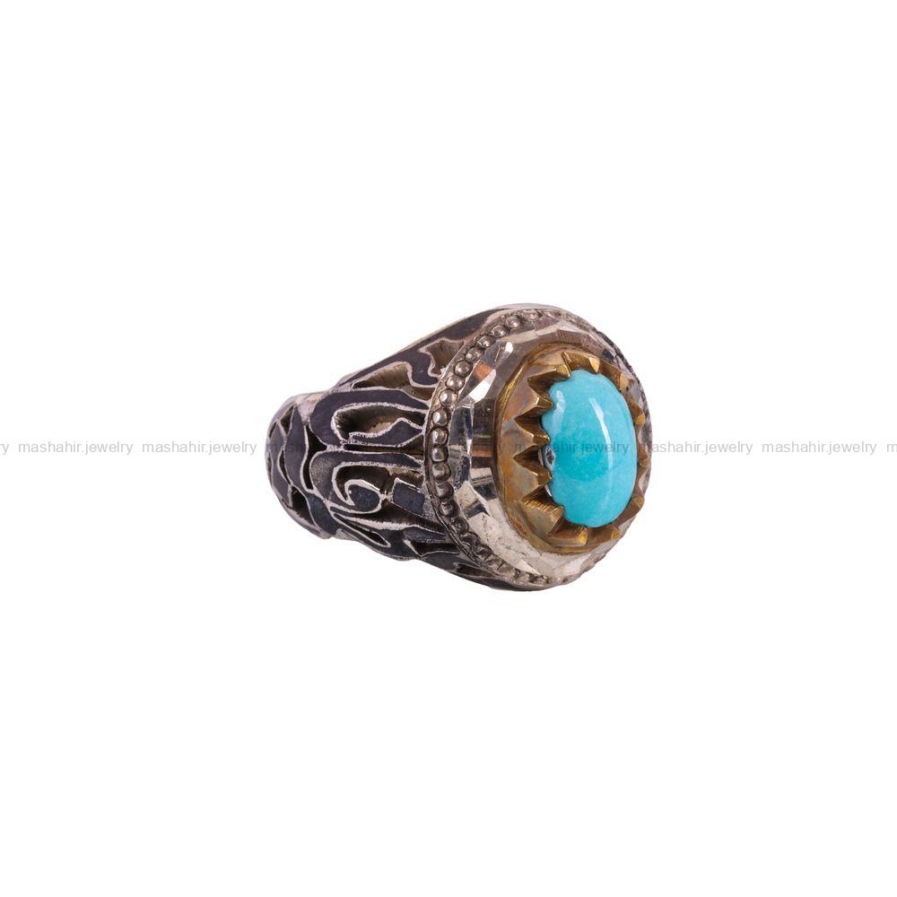 انگشتر فیروزه عجمی مردانه کد 3257