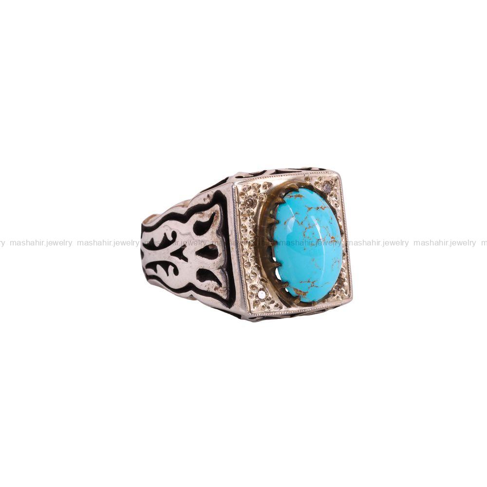 انگشتر فیروزه شجری مردانه کد 3214