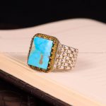 انگشتر فیروزه شجری مردانه کد 3282