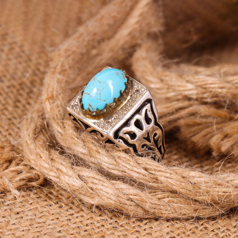 انگشتر فیروزه شجری مردانه کد 3214