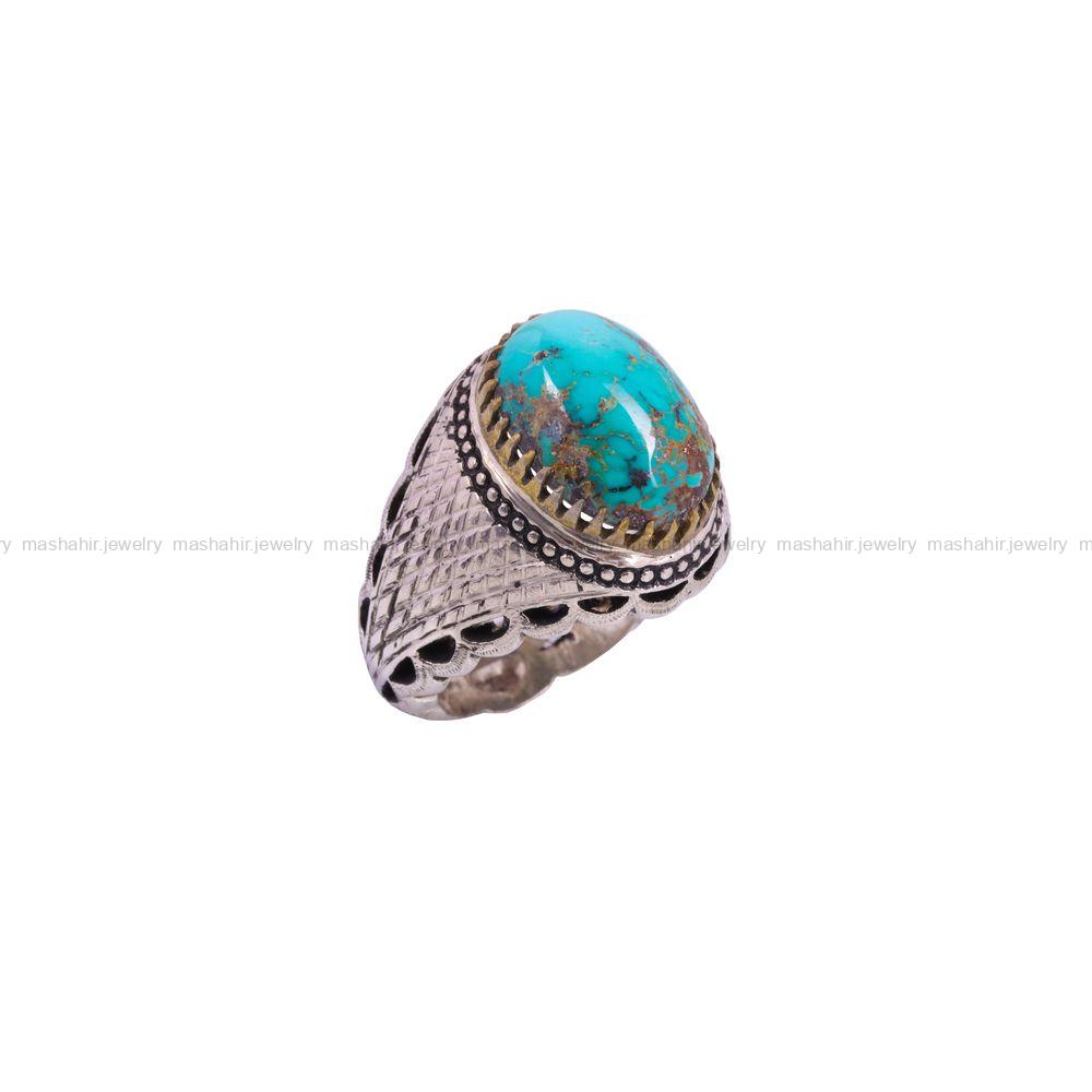 انگشتر فیروزه شجری مردانه کد 3475
