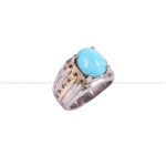 انگشتر فیروزه عجمی مردانه کد 3496
