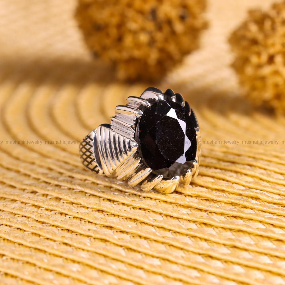 انگشتر ياقوت کبود مردانه کد 3410