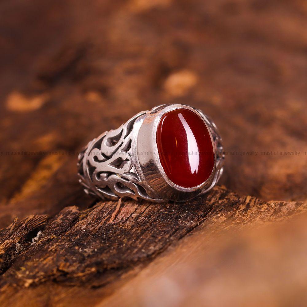 انگشتر عقیق یمن مردانه کد 3571