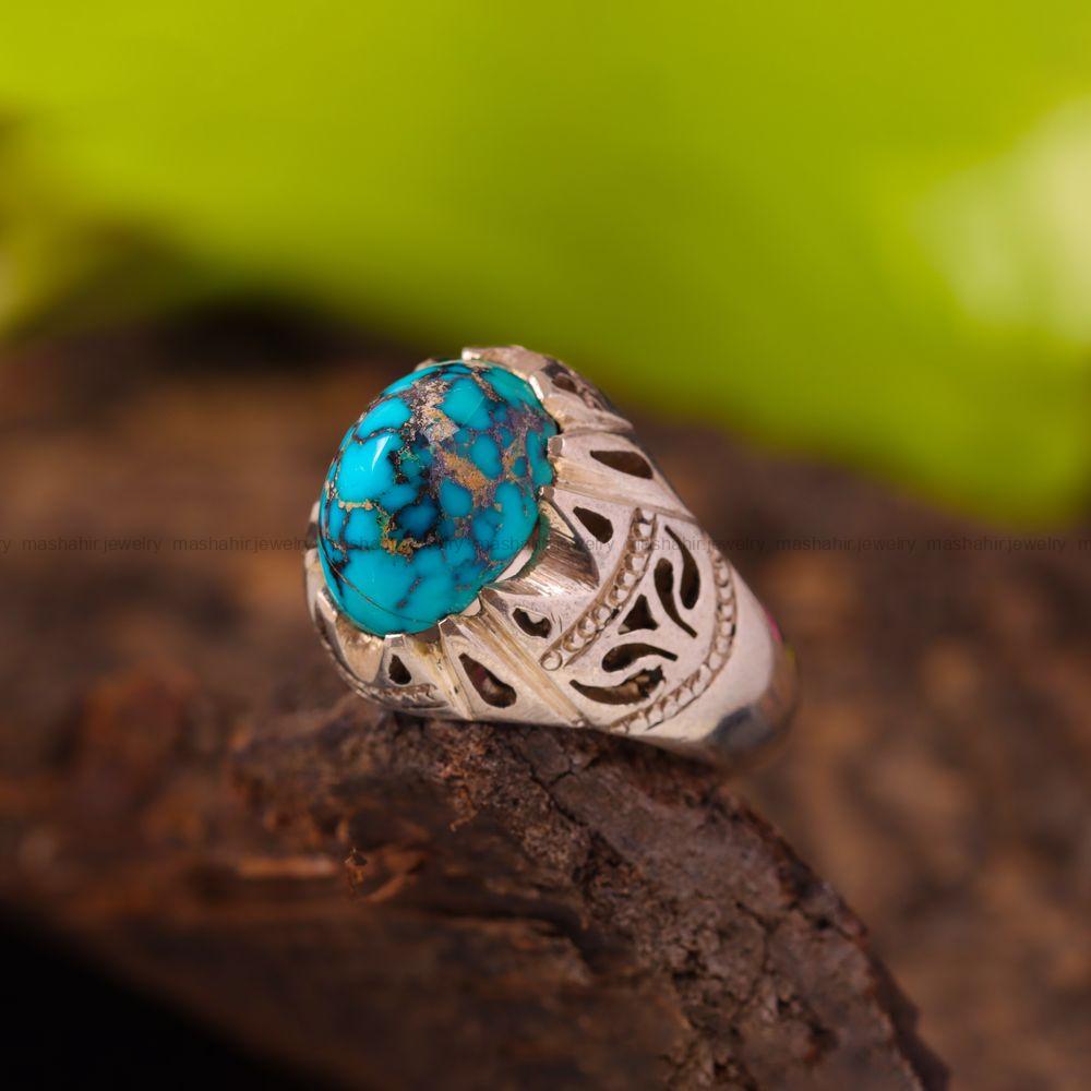 انگشتر فیروزه شجری مردانه کد 3478