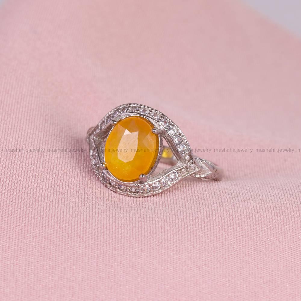 انگشتر ياقوت زرد زنانه کد 5634