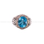 انگشتر توپاز آبی مردانه کد 3629