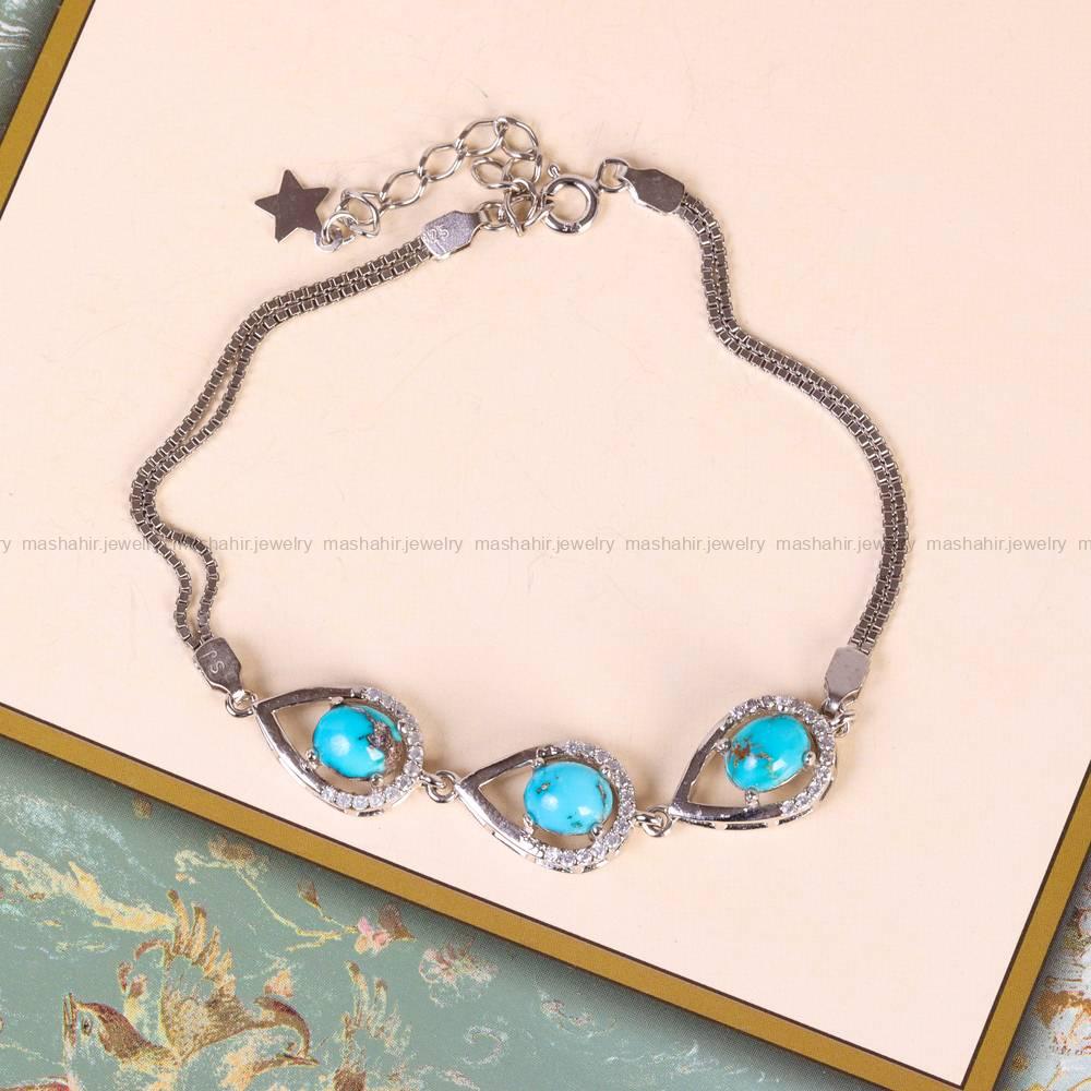 دستبند فیروزه زنانه کد 5667